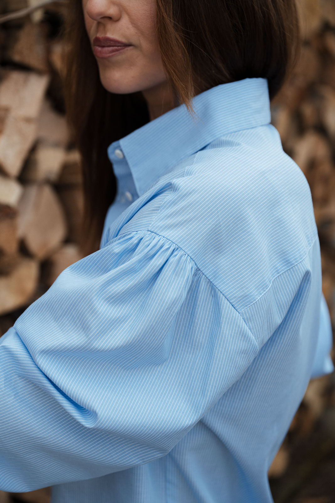 aty & sukn Grace sky blue stripe poplin