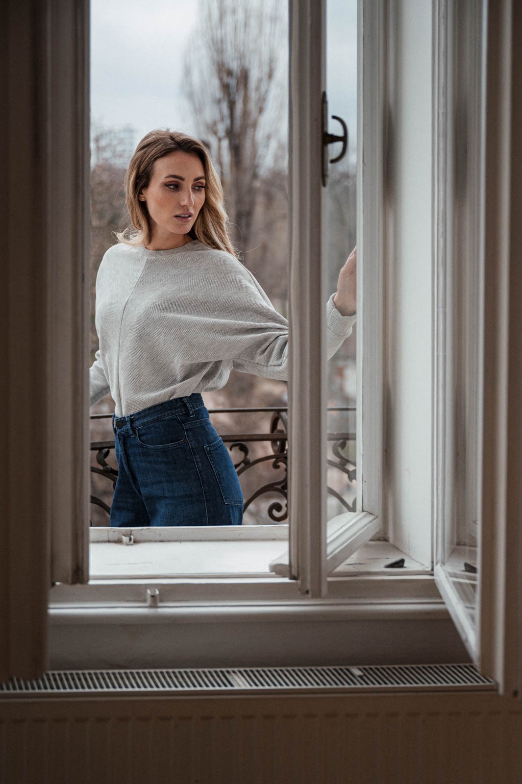 sweatshirt and rollneck Rosa heather grey