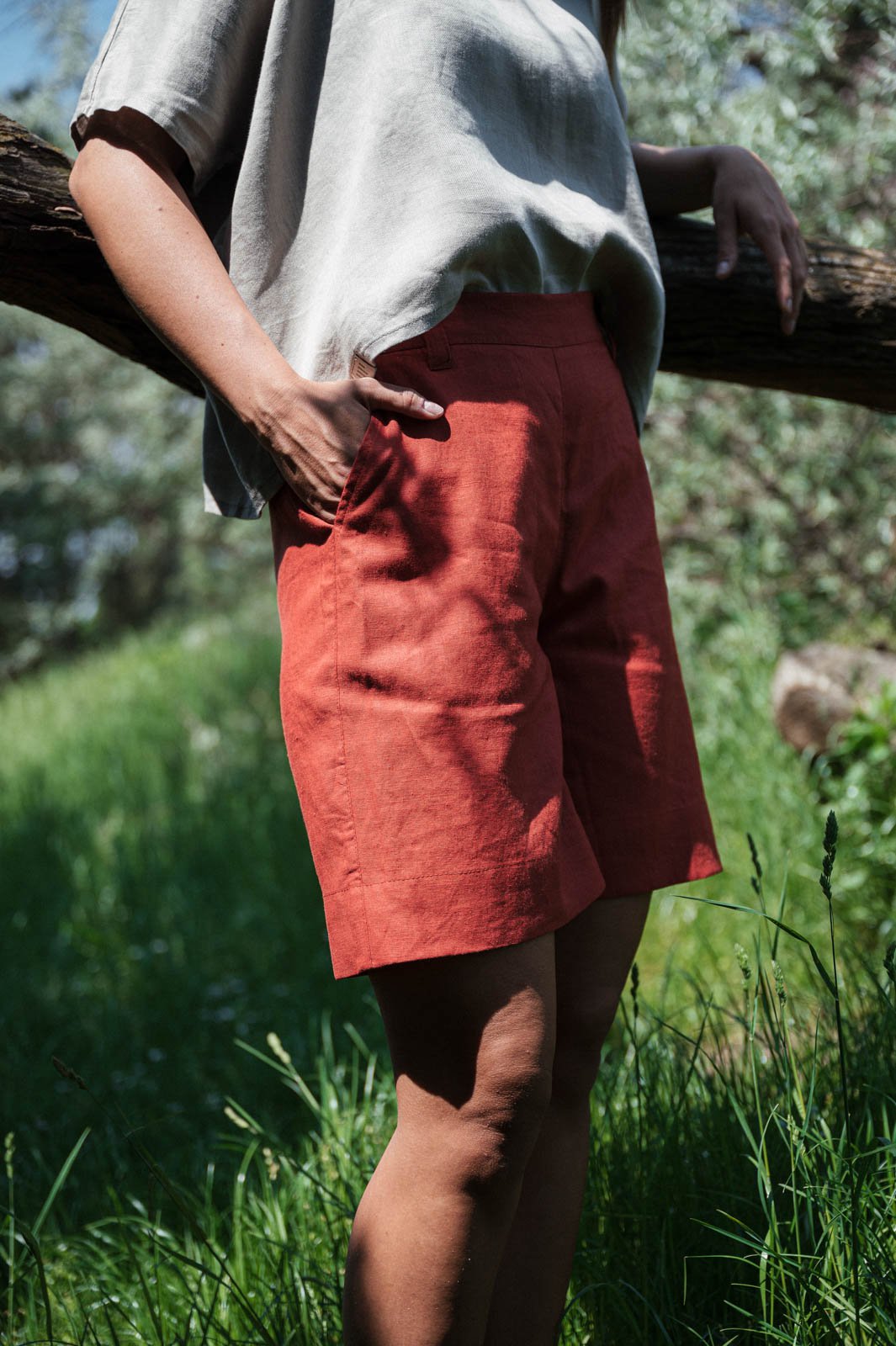 Shorts Mila rust linen