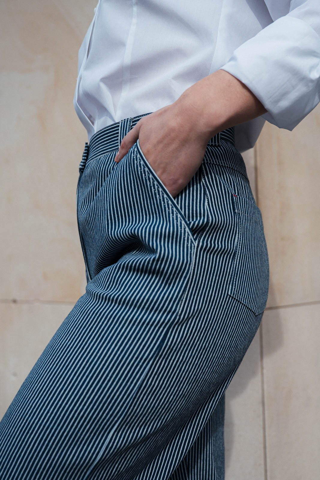 Kalhoty a ortky Lima navy stripe
