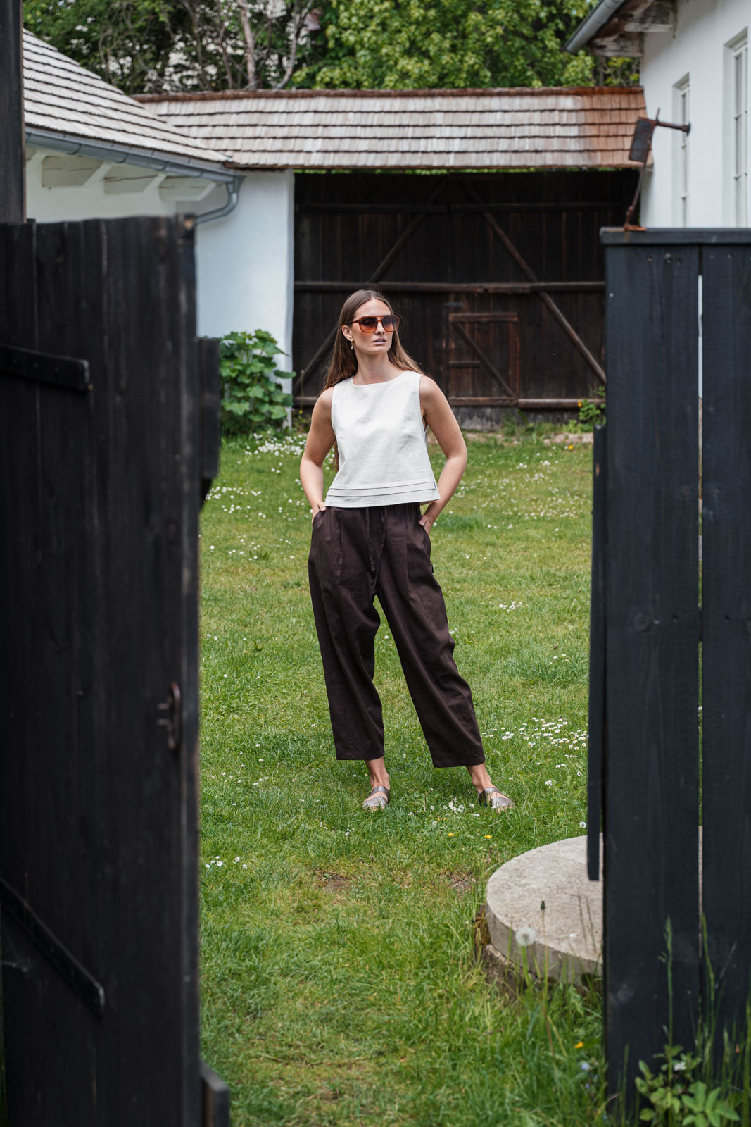 Tops Flora Len natural linen