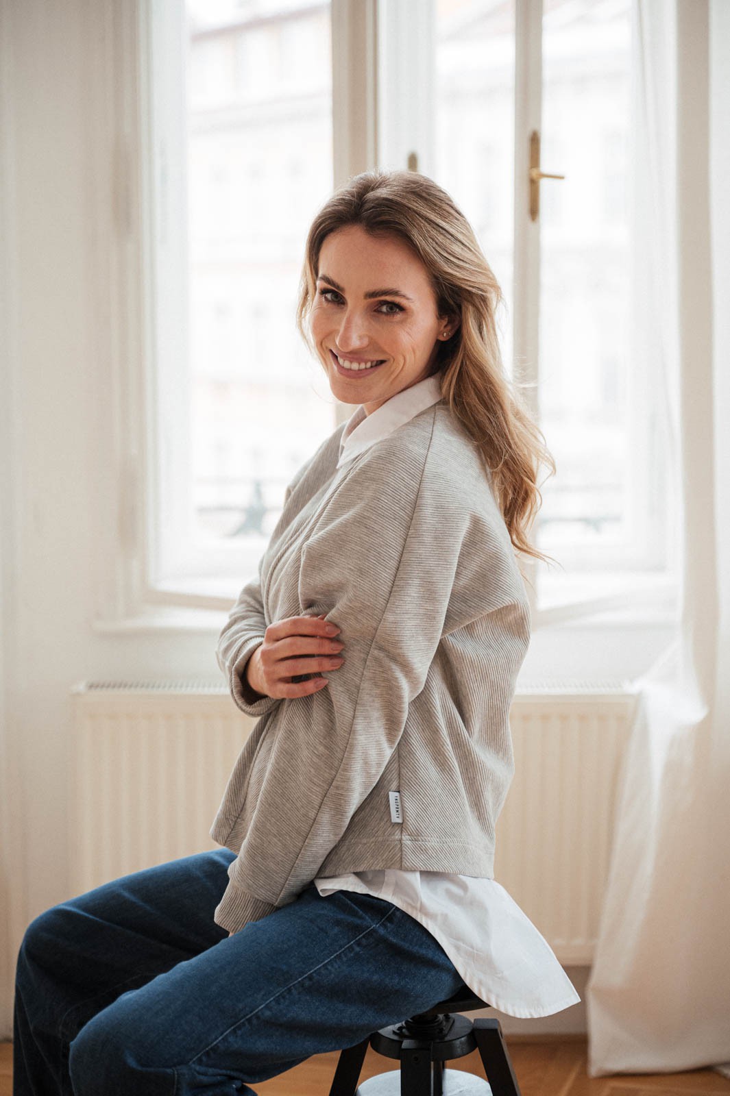 sweatshirt and rollneck Rosa heather grey
