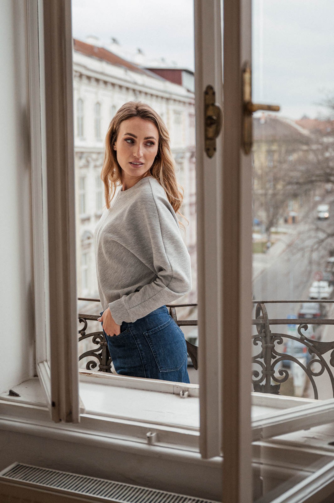 sweatshirt and rollneck Rosa heather grey