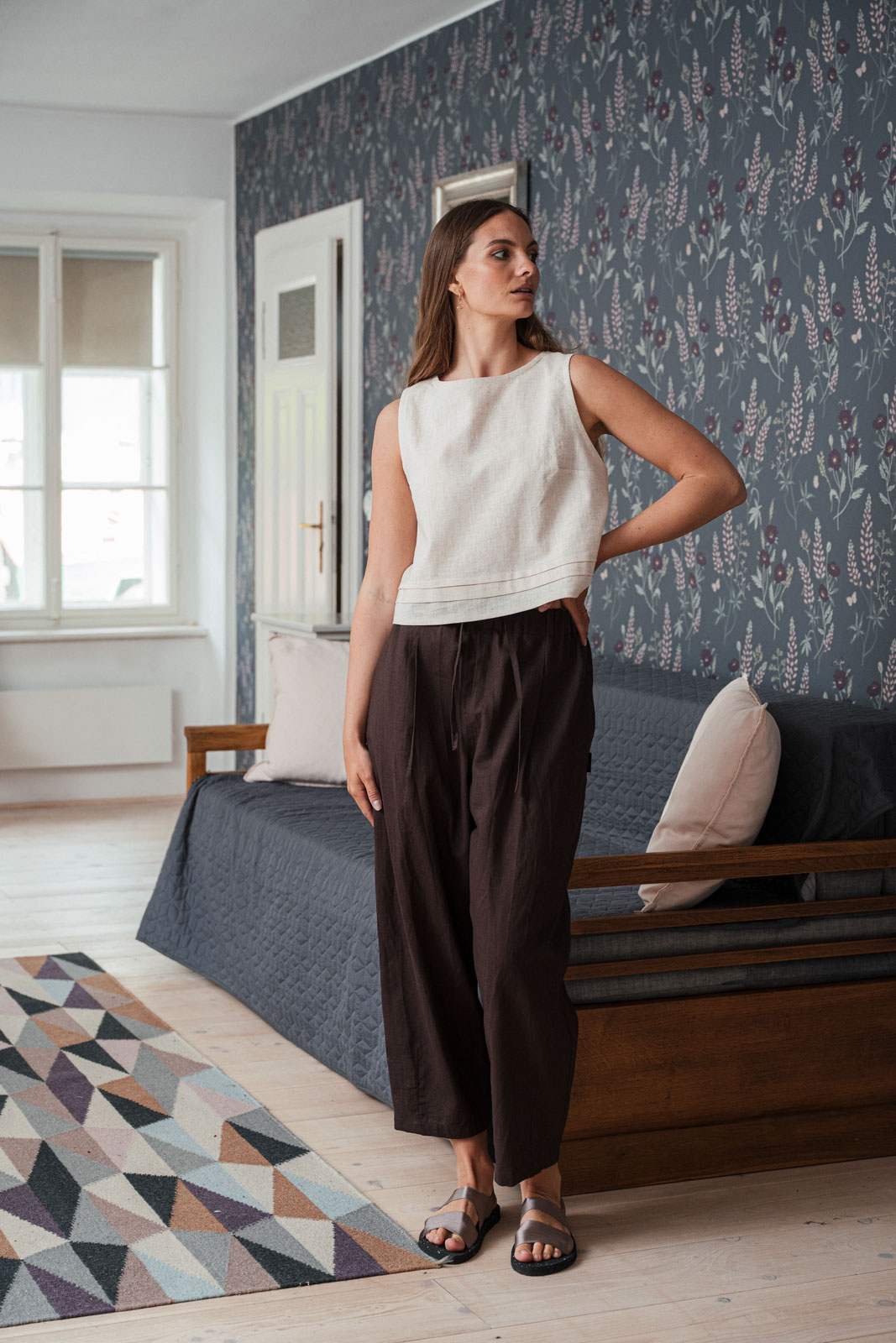 Tops Flora Len natural linen