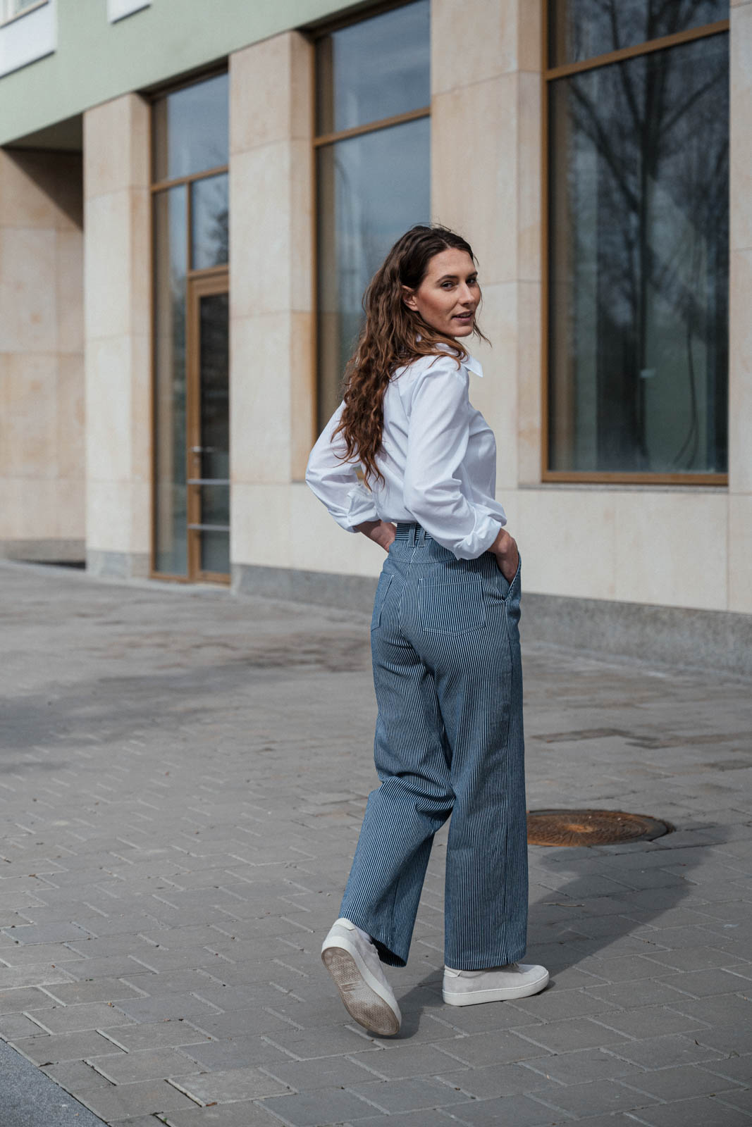 Kalhoty a ortky Lima navy stripe