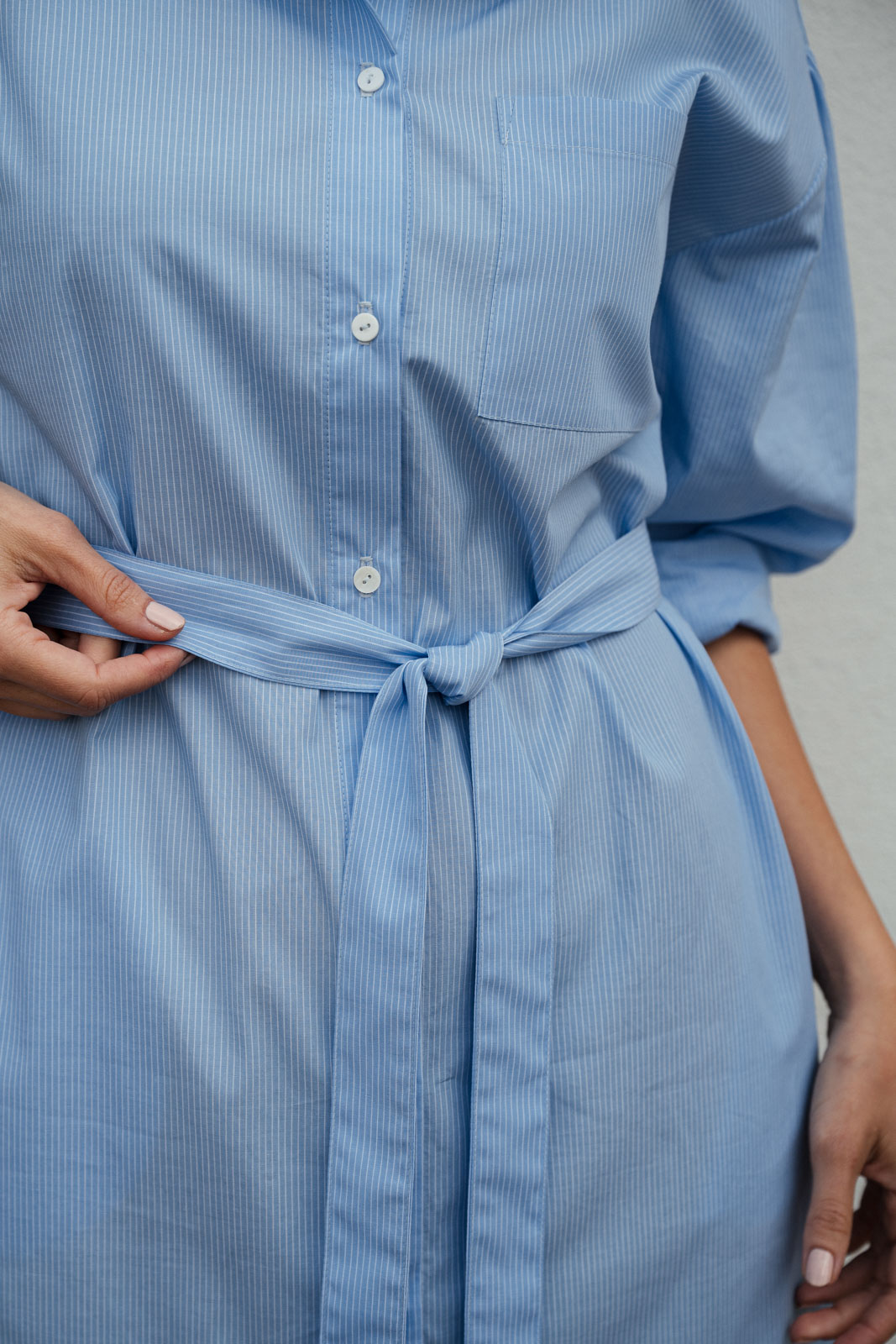 aty & sukn Grace sky blue stripe poplin