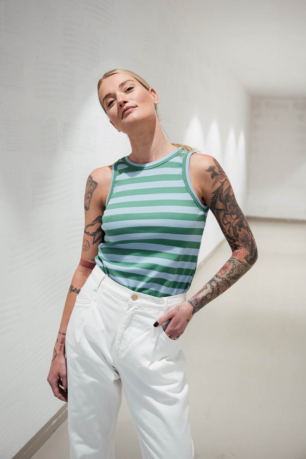 t�lka Tori green/blue stripe