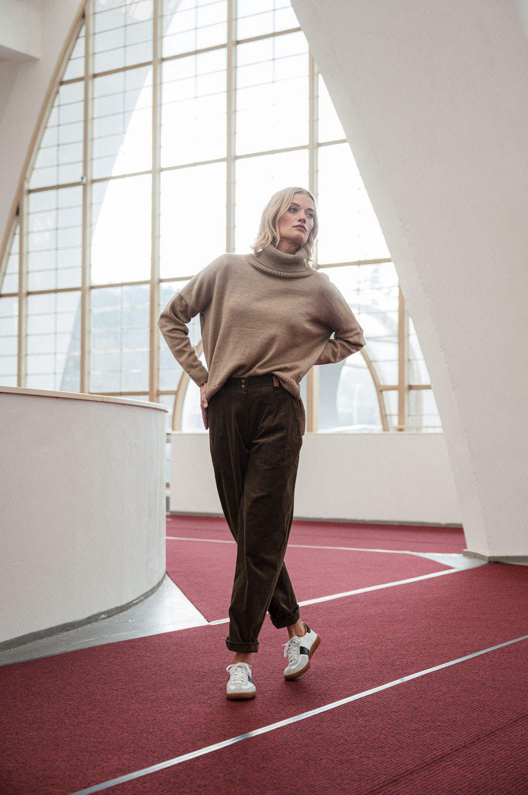 Kalhoty Laura cord Khaki manestr