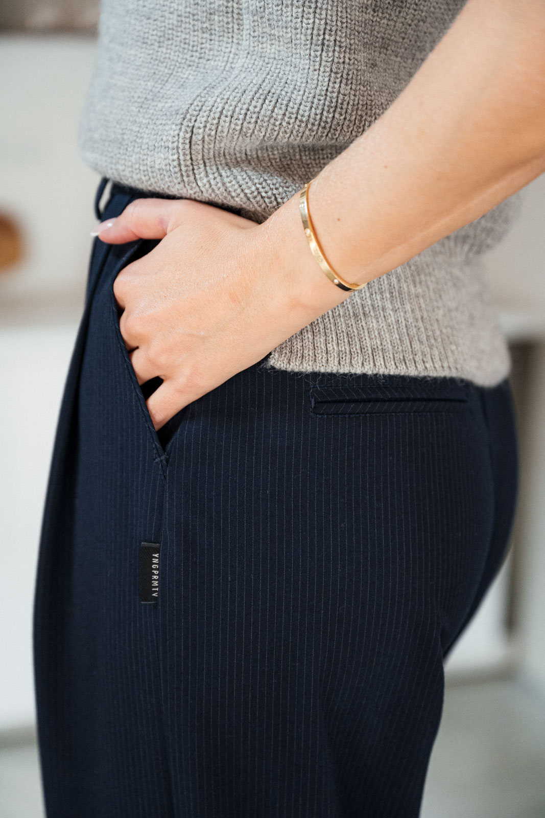 Kalhoty a ortky Emily navy blue + stripe