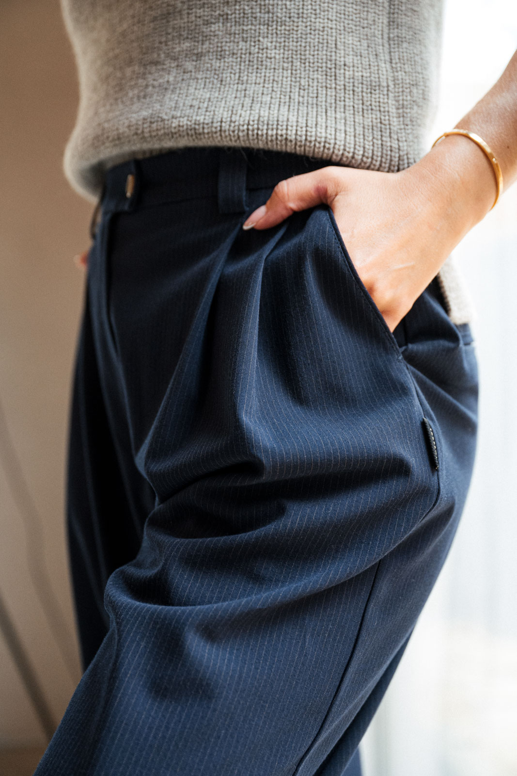 Kalhoty a ortky Emily navy blue + stripe