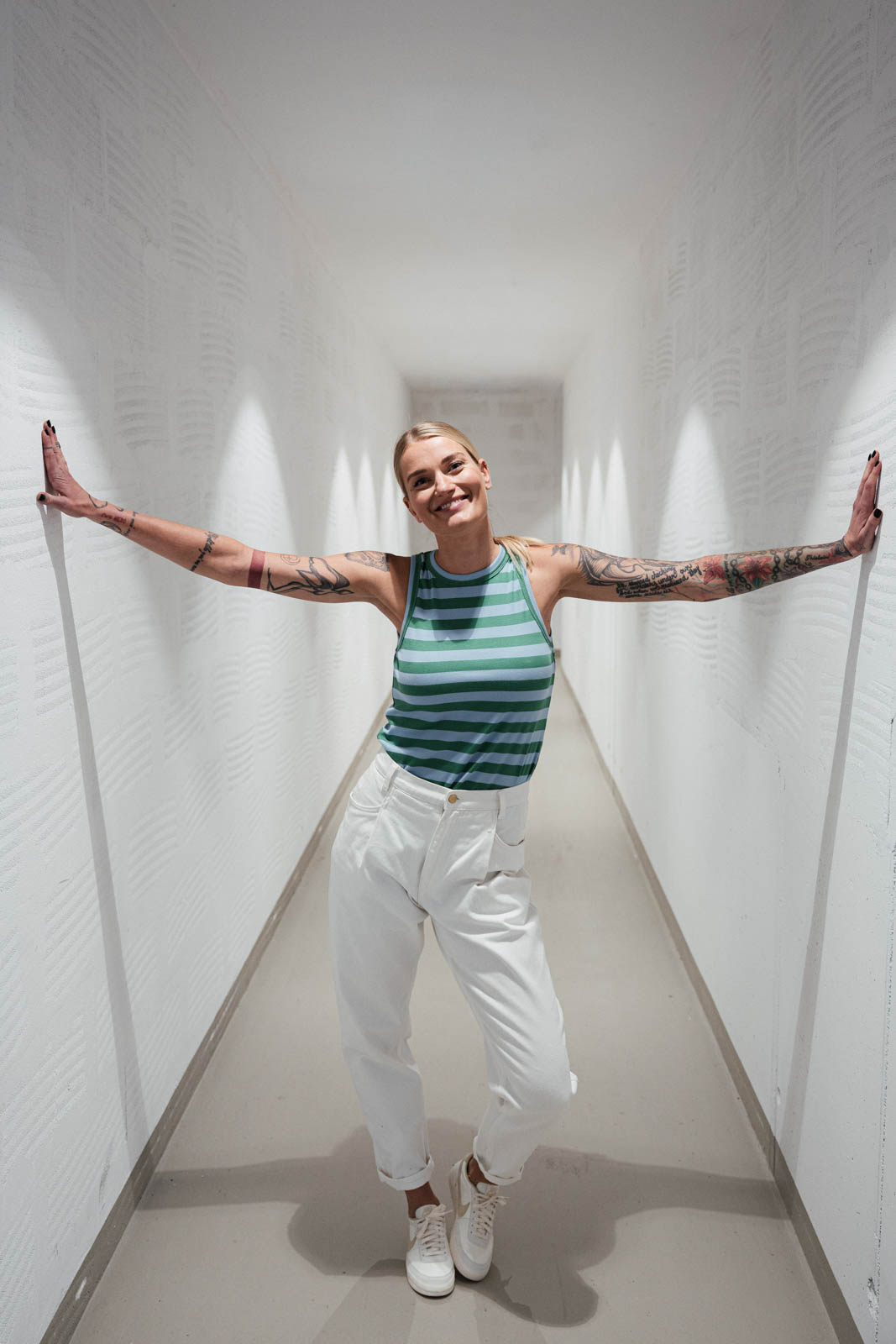 t�lka Tori green/blue stripe