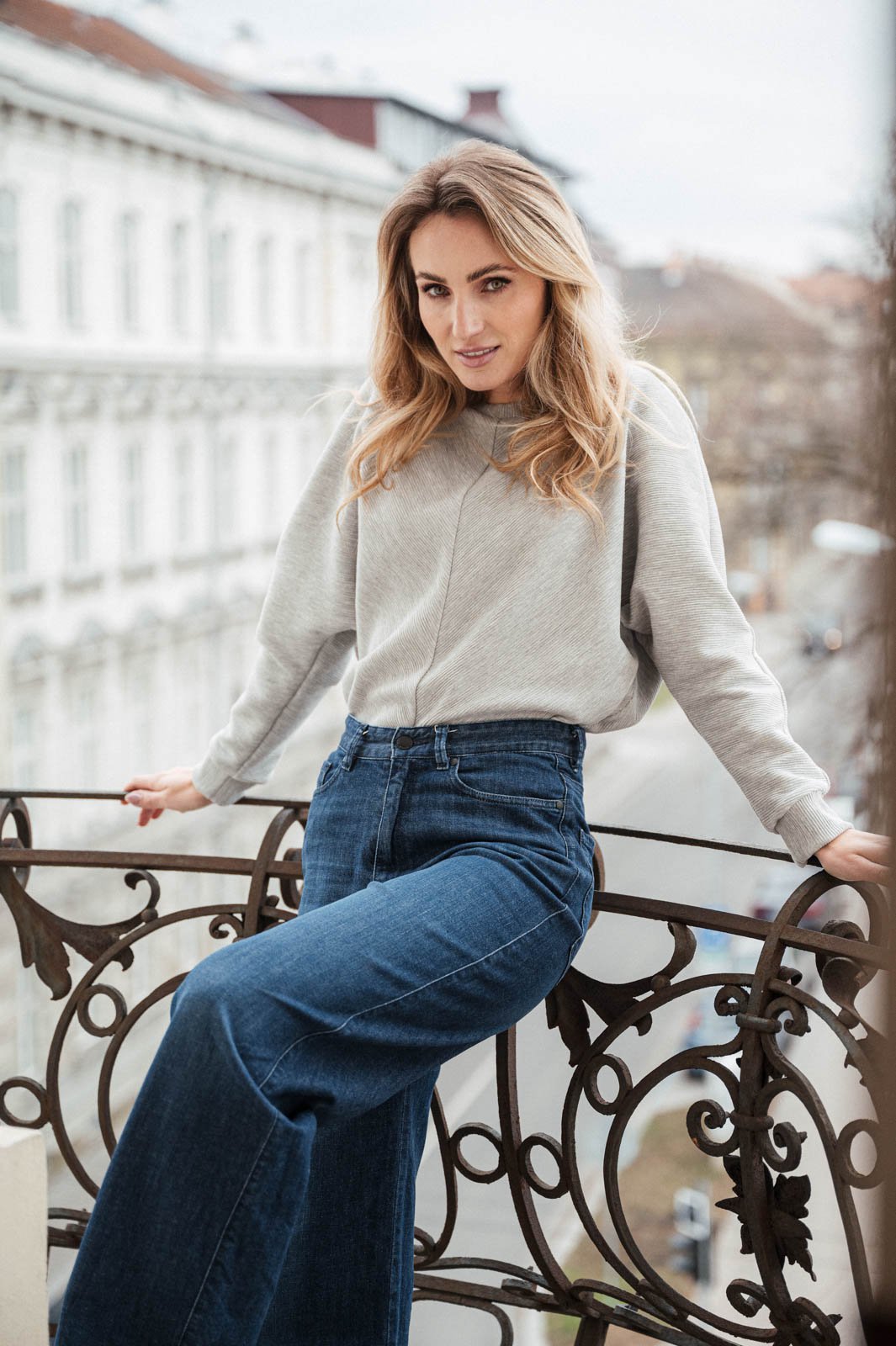 sweatshirt and rollneck Rosa heather grey