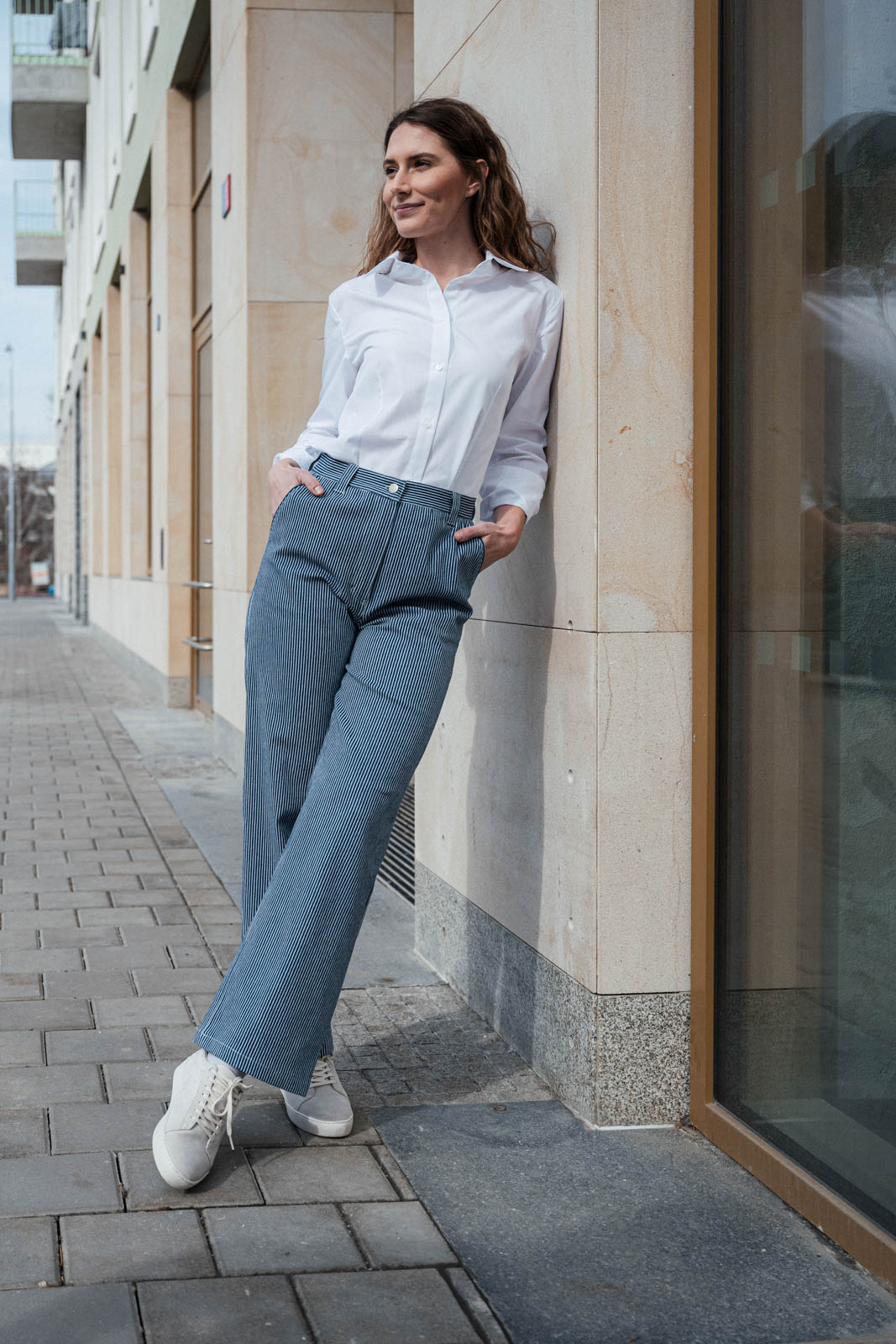 Kalhoty a ortky Lima navy stripe