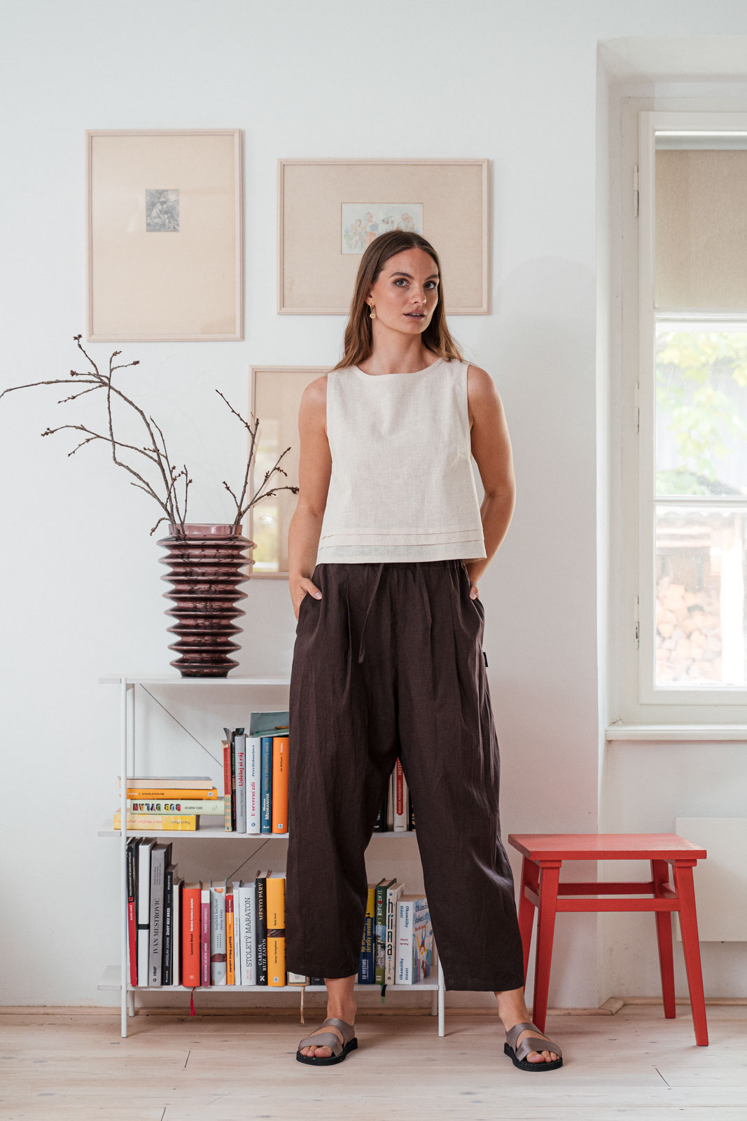 Tops Flora Len natural linen