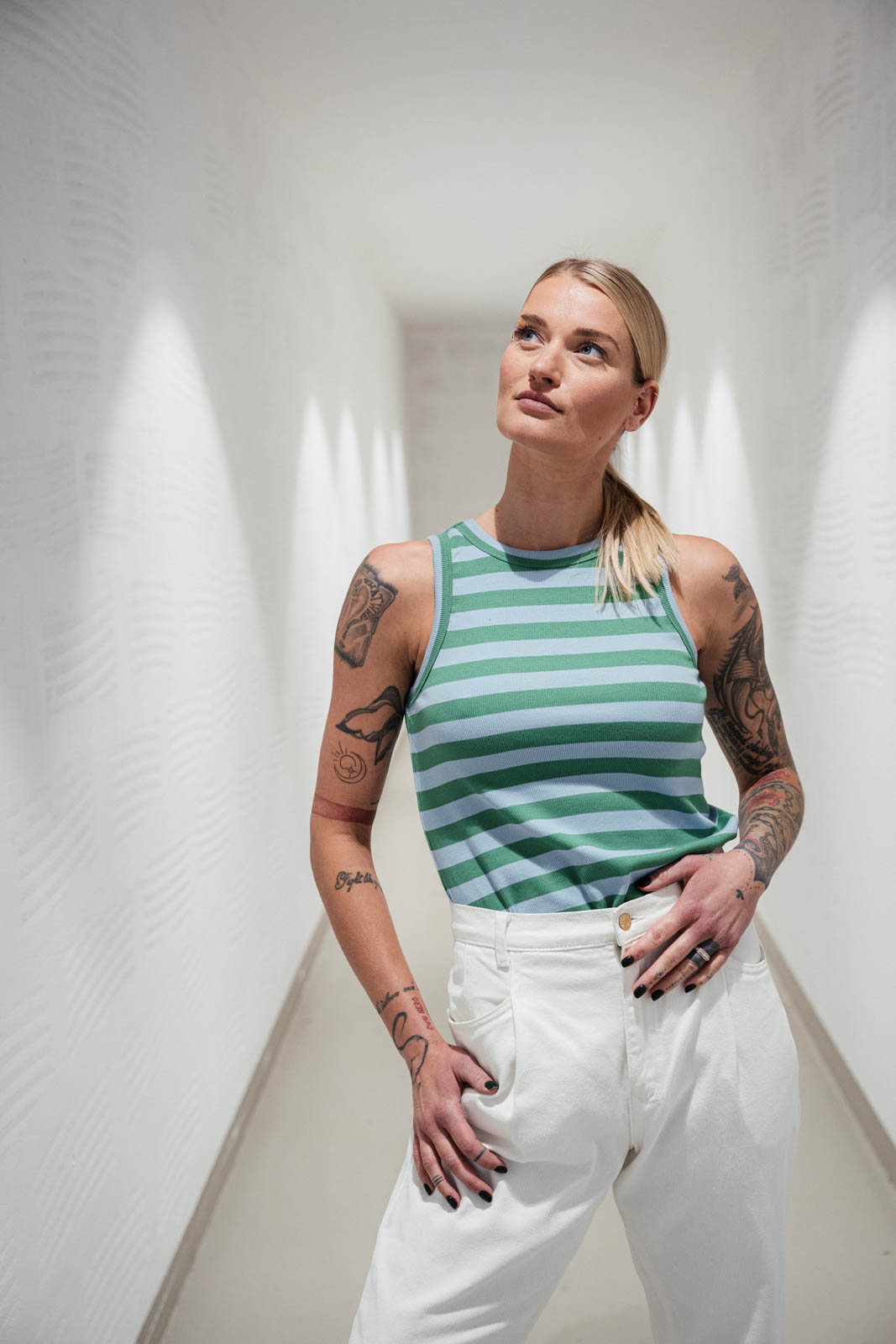 t�lka Tori green/blue stripe