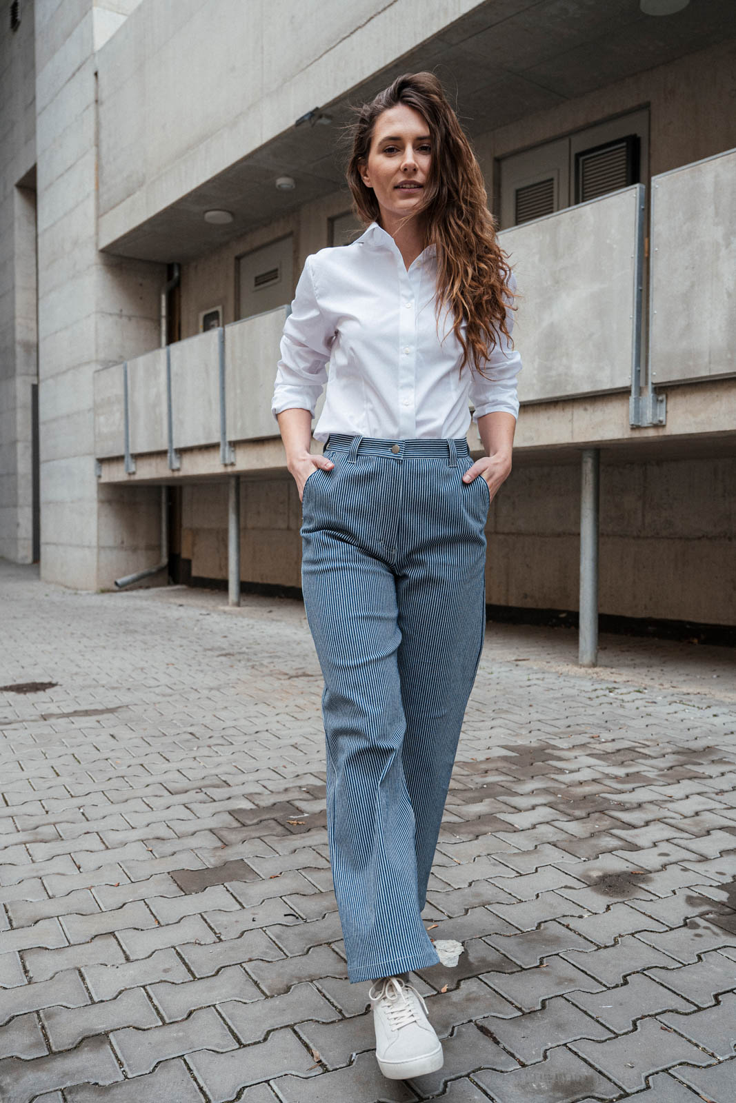 Kalhoty a ortky Lima navy stripe