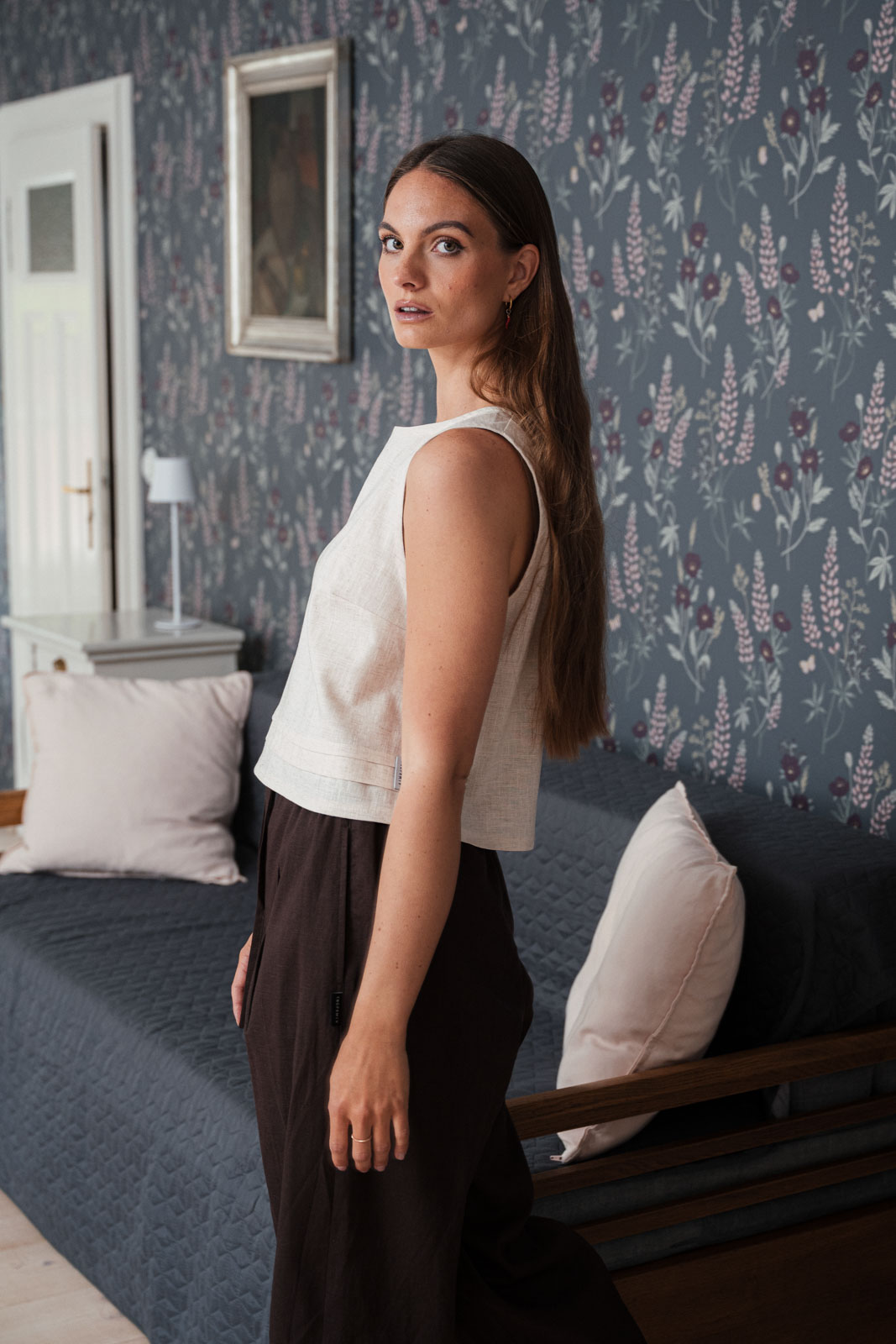Tops Flora Len natural linen