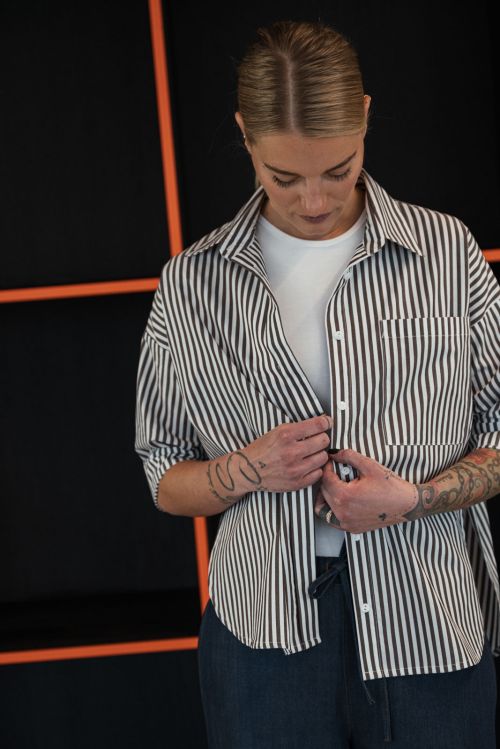 Shirts Crapy stripe white & dark chocco