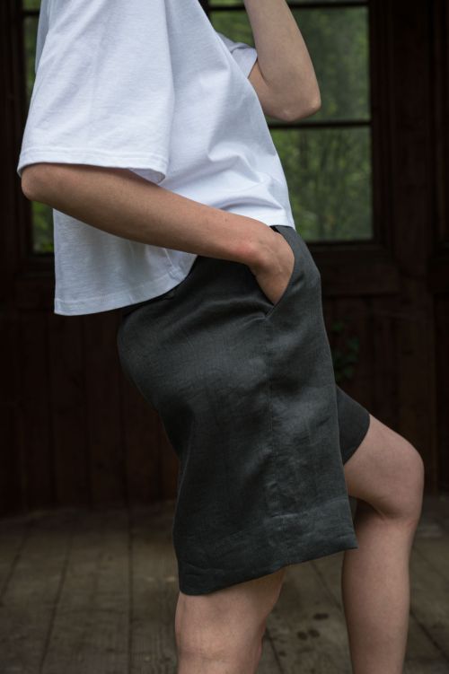 Kalhoty & šortky Mila anthracite linen
