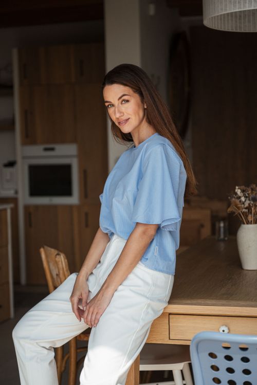 Halenky Tosca sky blue poplin stripe
