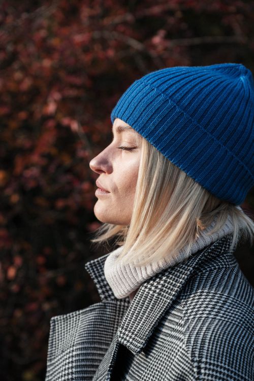 Merino beanies Beanie rib merino electric blue