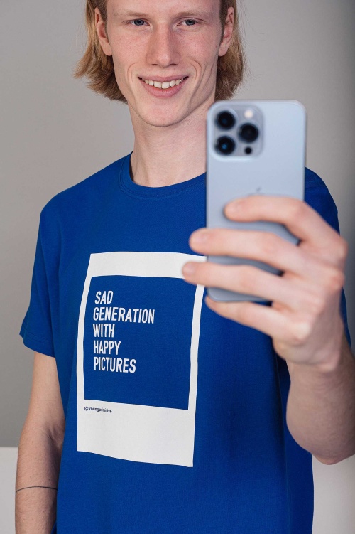 tričko Instagram modrá