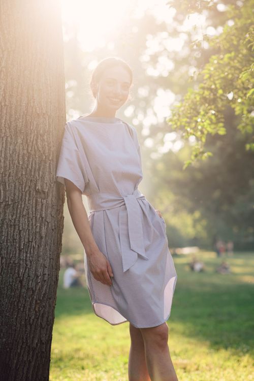 Dresses & skirts Linnea grey stripe (white buttons)